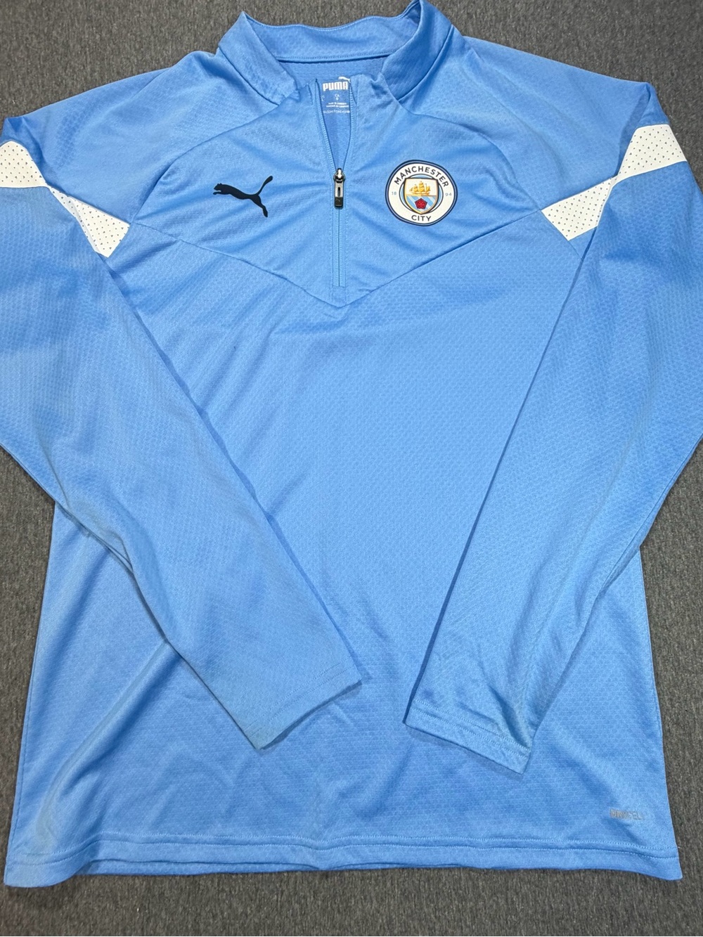 Puma Manchester City Men’s Large DryCell 1/4 Zip Pullover Soccer Futbol Blue